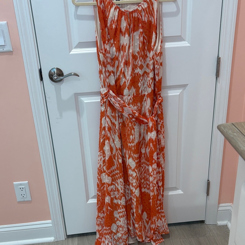 Gorgeous Anne Klein Orange and White Maxi Dress